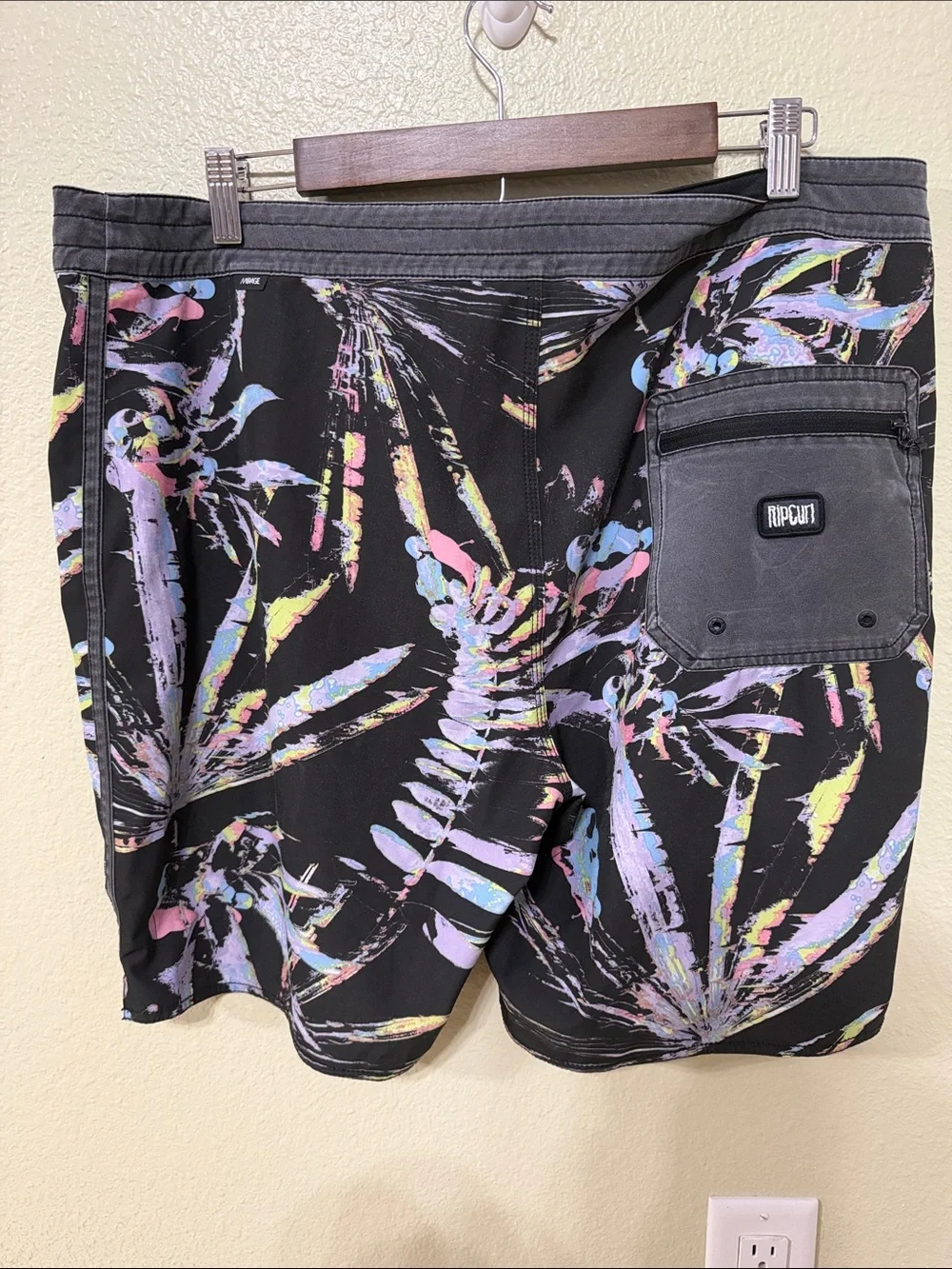 Rip Curl Black Boardshorts with Pastel Floral Splash